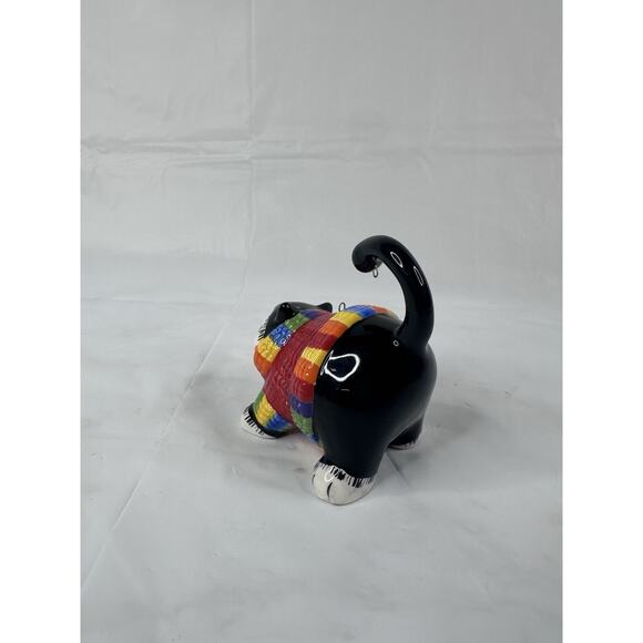 Amy Lacombe Ceramic Black Tuxedo Fat Cat Whimsical Rainbow Sweater Cat Lady - Picture 4 of 9